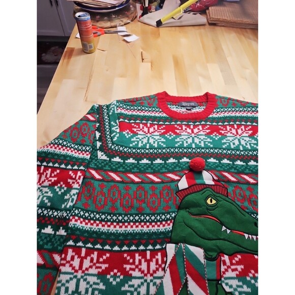 Dinosaur T-Rex Ugly Christmas Sweater 33 Degrees Men's Size XXL - Picture 10 of 16